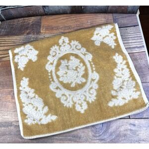 Cannon Royal Family Gold Cream Floral Sculpted Hand Towel‎ USA Vintage
